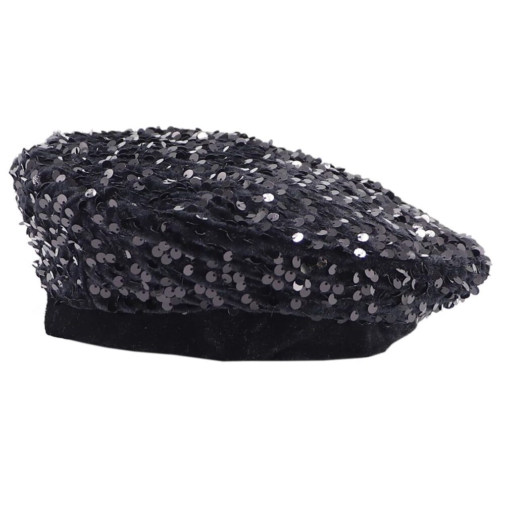 6418 Sequin Beret Hats For Women Artist Cap Fashionable Ladies Bling Shining